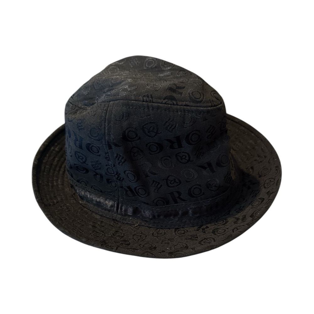 Rocawear Black Logo-Pattern Fedora Hat